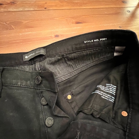 Black Purple Brand Painted Tuxedo Stripe Slim Jean 33 waist 32 length. - Picture 4 of 5